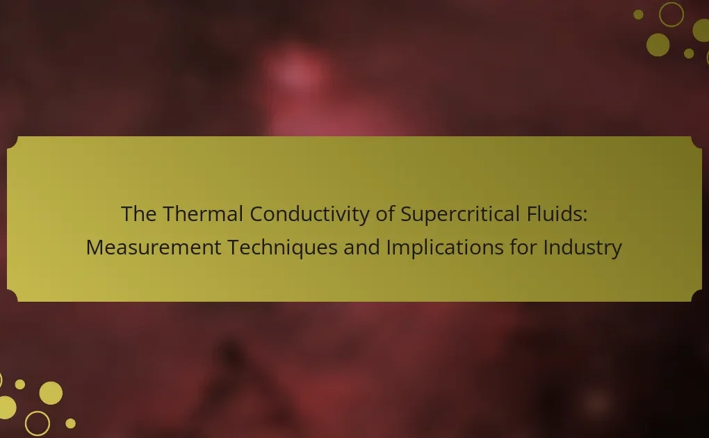 The Thermal Conductivity of Supercritical Fluids: Measurement Techniques and Implications for Industry