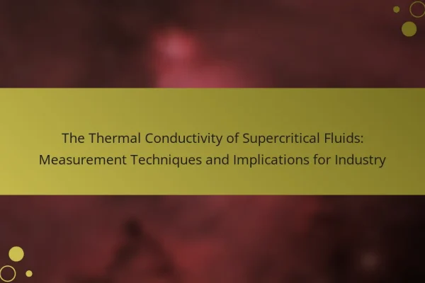 The Thermal Conductivity of Supercritical Fluids: Measurement Techniques and Implications for Industry