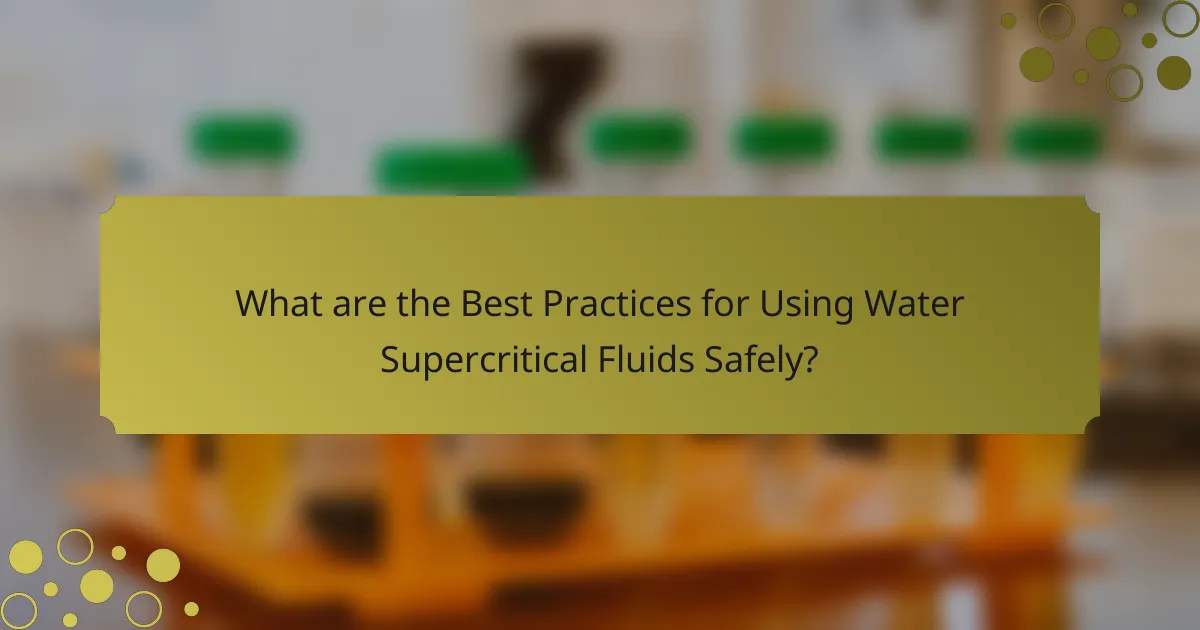 What are the Best Practices for Using Water Supercritical Fluids Safely?