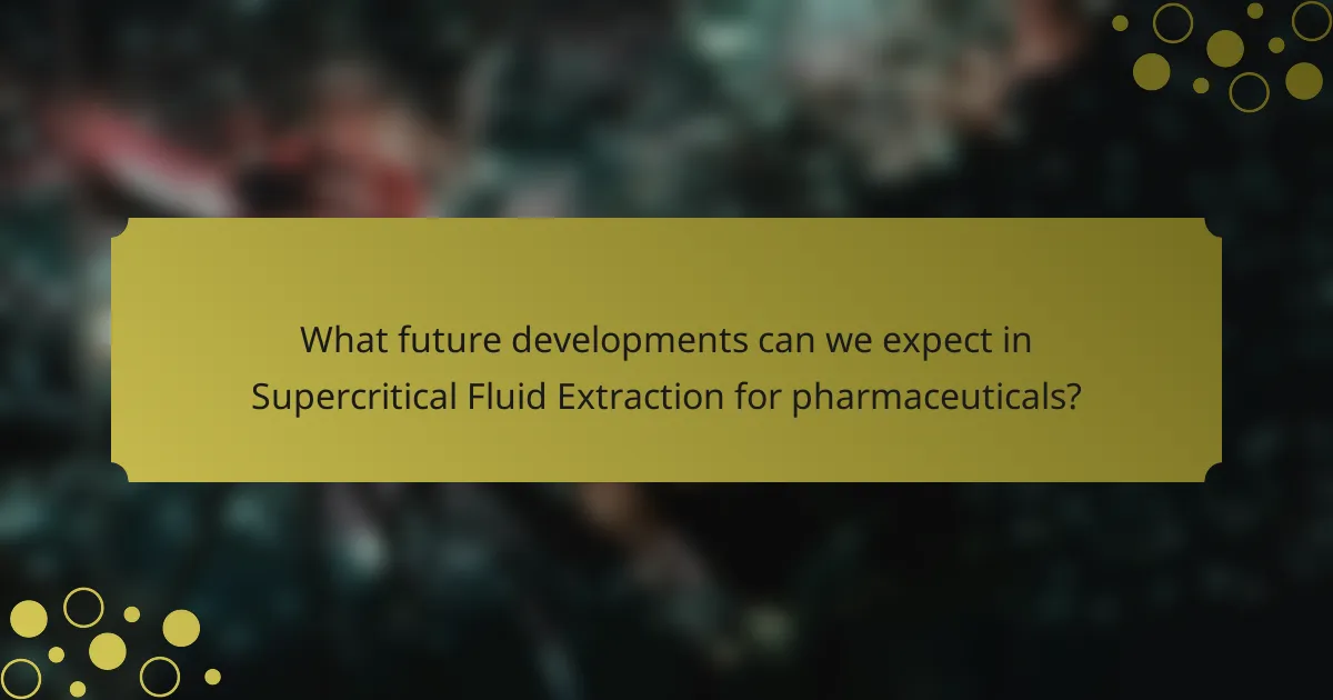What future developments can we expect in Supercritical Fluid Extraction for pharmaceuticals?